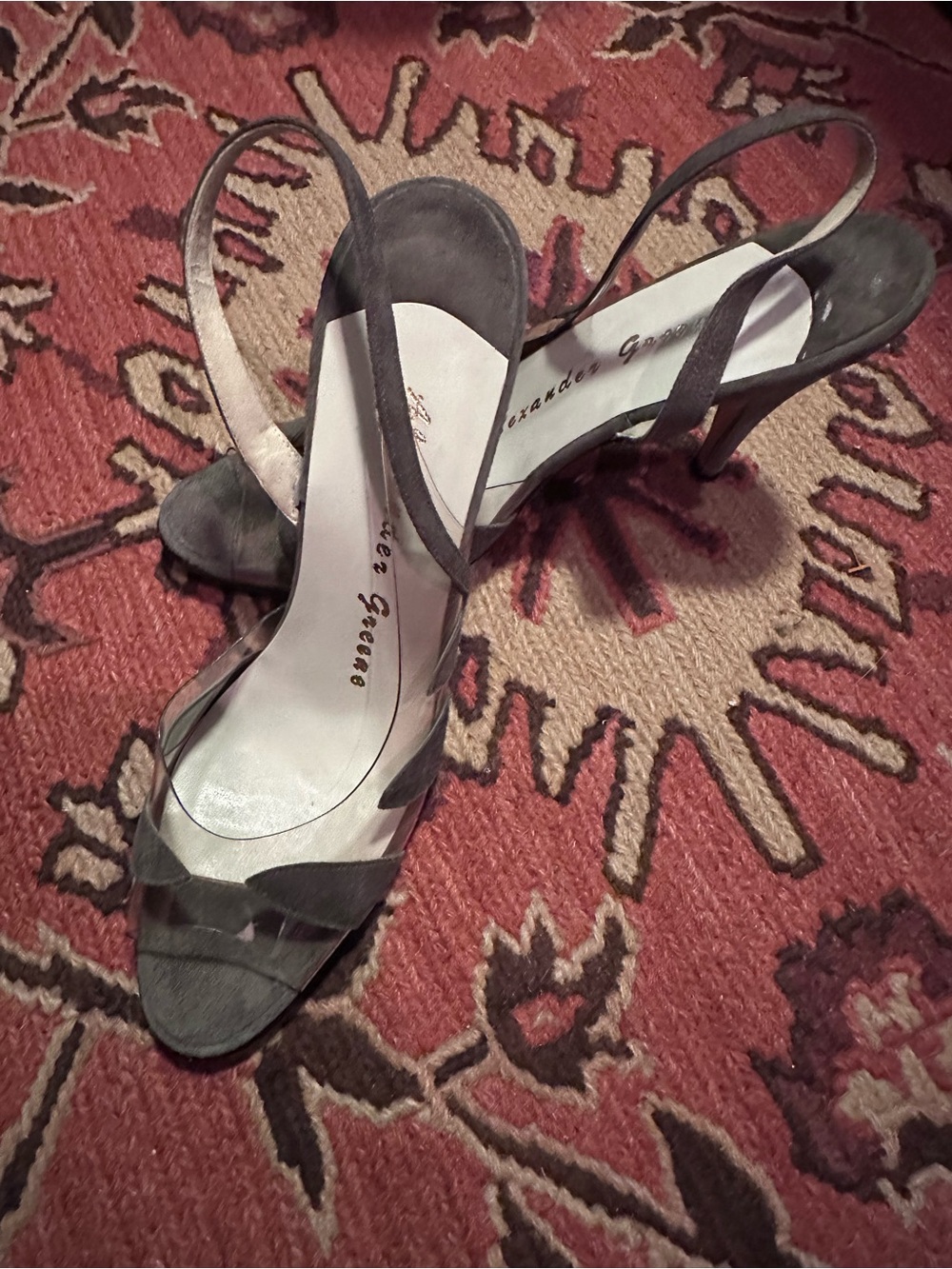 Vintage Gray Suede Slingback Heels